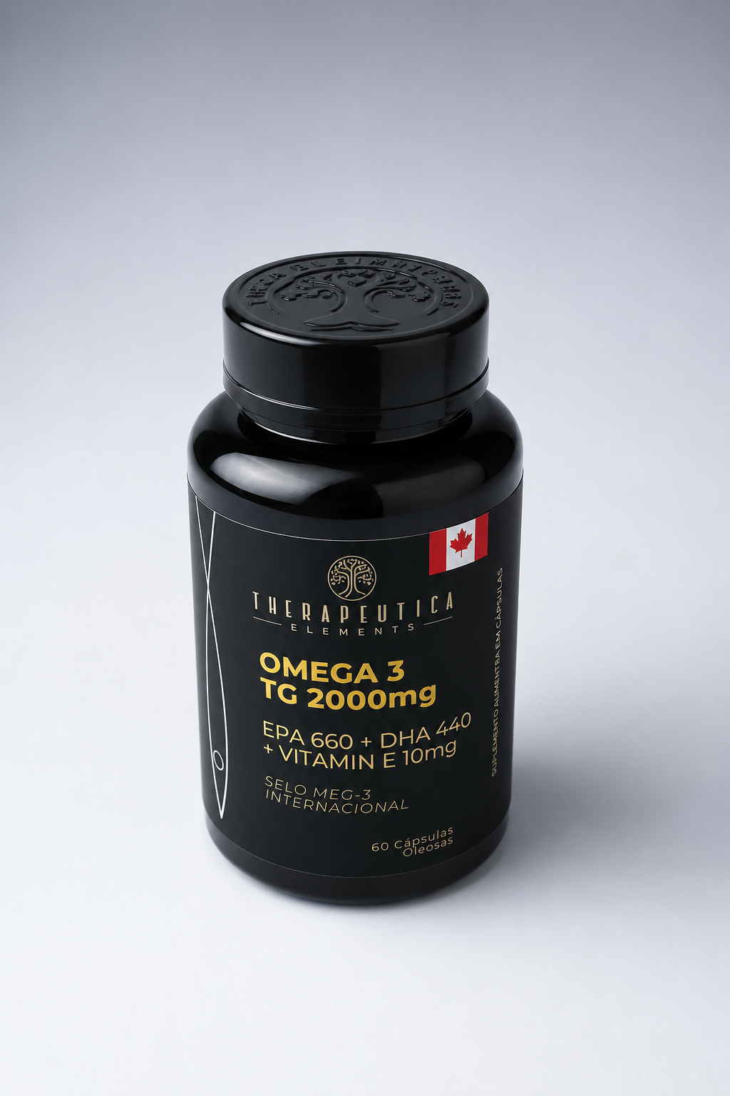 Frasco preto de Ômega 3 TG 2000mg Viteon Marinho com 60 cápsulas oleosas